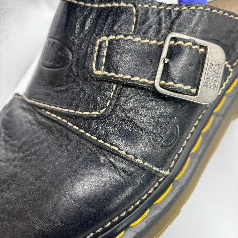 Vintage Dr. Martens AirWair Black Leather Buckle Platform Slide Sandals Size 11 - Picture 11 of 12
